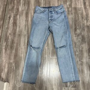 Distressed Light Blue straight leg Jeans